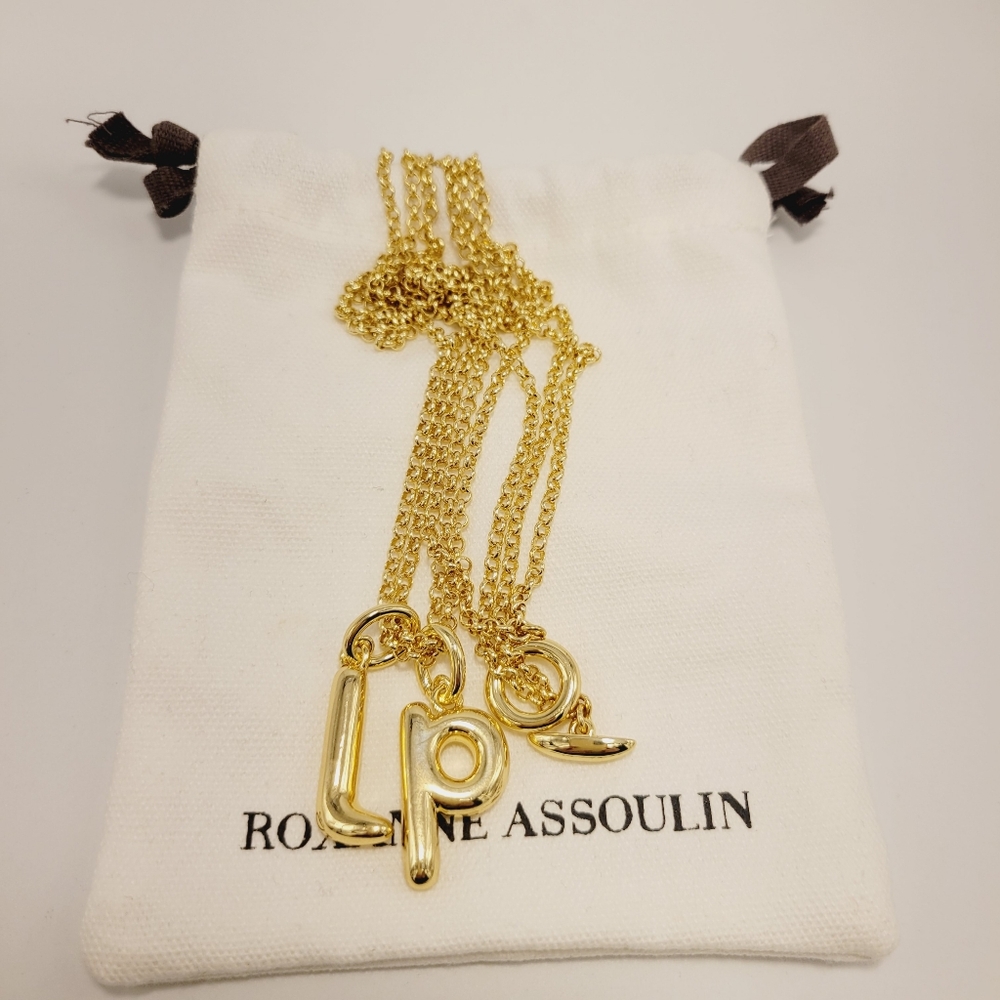 Roxanna Assoulin The Puffy Initial Necklace Initials of "L & P" Unisex New - Picture 6 of 6